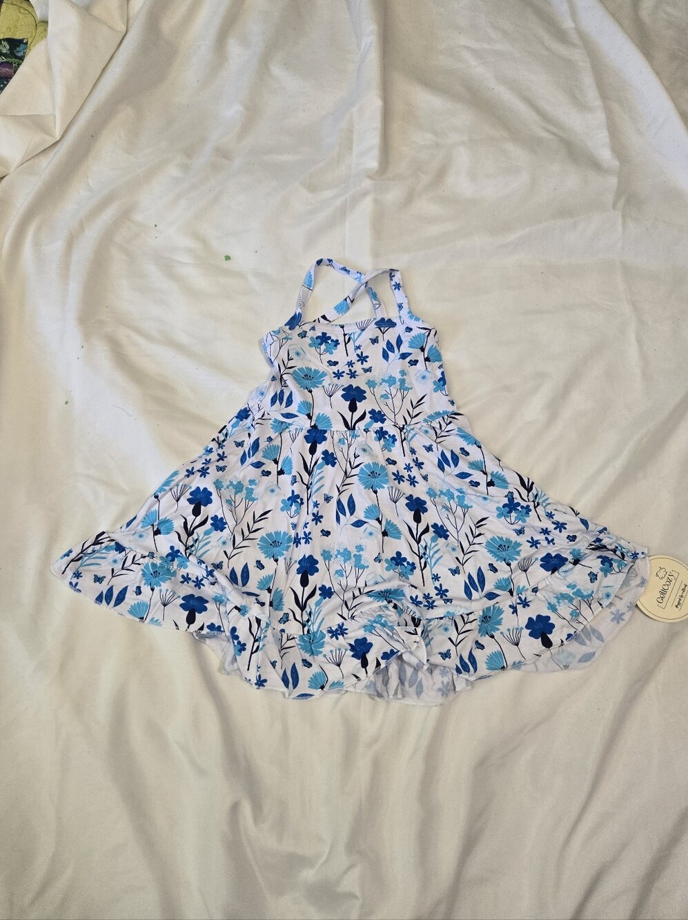 GettCozy Bamboo Willow Dress 2T - Blue Floral